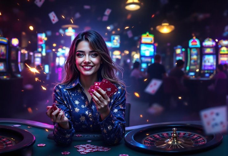 Casino card game betting interface with chip denominations and action buttons